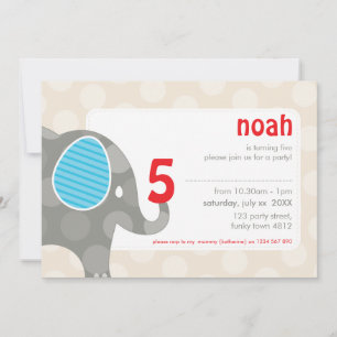 Invitación INVITA AL PARTIDO DEL CUMPLEAÑOS :: elefante + núm