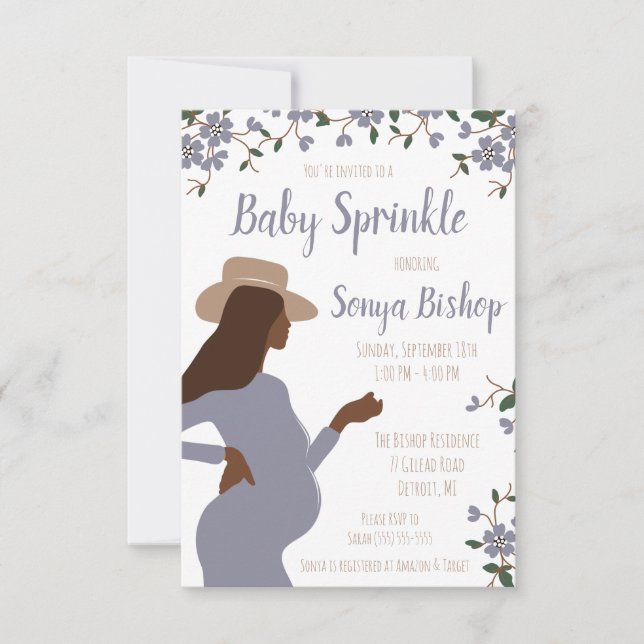 Invitación Invita de Baby Shower floral de madre moderna y es (Anverso)