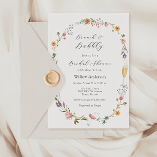 Invitación Invita de brunch de flores silvestres y ducha de n