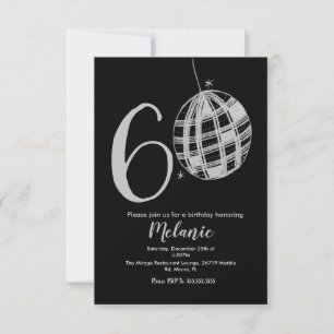 Invitación Invita de Disco Glitter Negro Negrita Script Moder