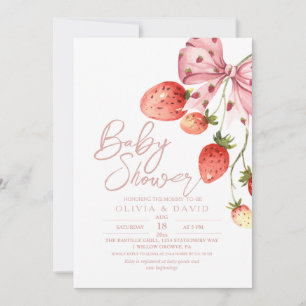 Invitación Invita de fresa Baby Shower de Berry dulce moderno