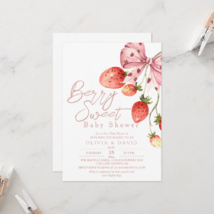 Invitación Invita de fresa de Baby Shower de Berry dulce míni