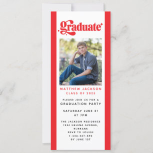 Invitación Invita digital del Partido de Graduación Retro Roj