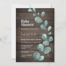 Invitación Invita Rustic Wood Eucalyptus Greenery Baby Shower