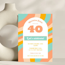 Invitación Invitación, 40 cumpleaños Fiesta moda retro pastel
