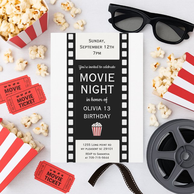 Invitación "Invitación al cumpleaños de la noche de la pelícu (Subido por el creador)