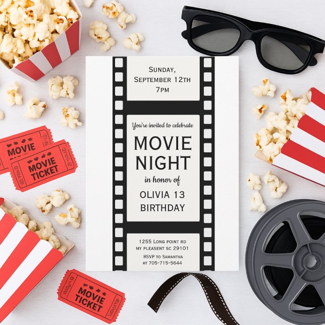 Invitación "Invitación al cumpleaños de la noche de la pelícu (Subido por el creador)