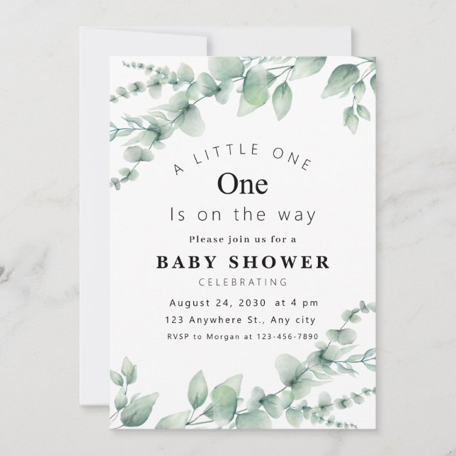Invitación ¡Invitación Baby Shower a Eucalyptus fresca! (Anverso)