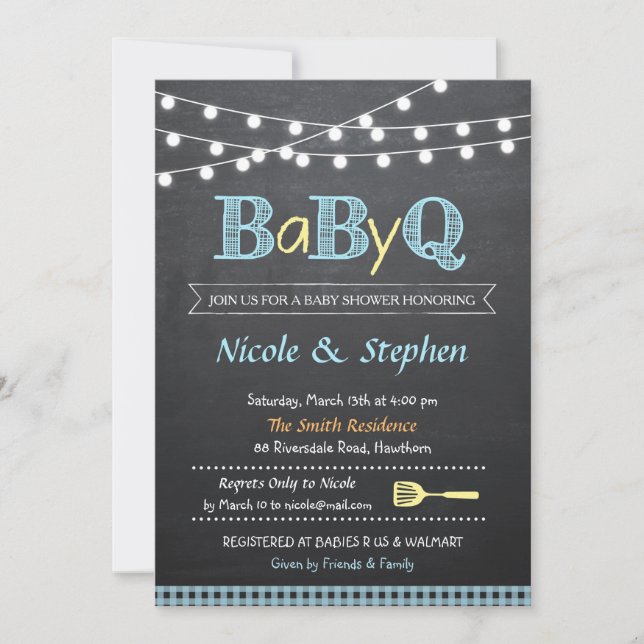 Invitación Invitación/Babyq del Bbq Baby Shower (Anverso)