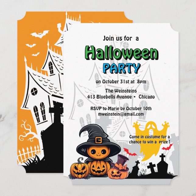 Invitación Invitación: Casa de HALLOWEEN #3 (Anverso / Reverso)