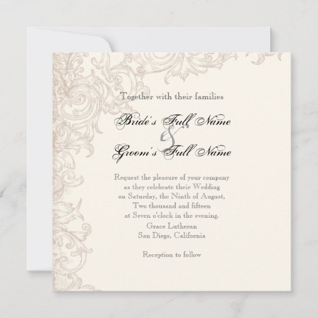 Invitación Invitación, cuadrado - Colección de Alas del Boda  (Anverso)