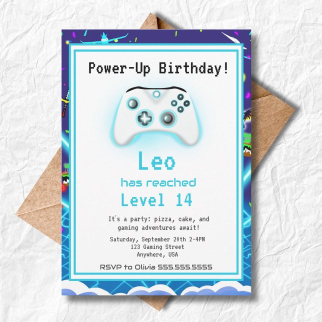 Invitación ¡Invitación de Cumpleaños 14 Feliz Jugador Épico I (Subido por el creador)