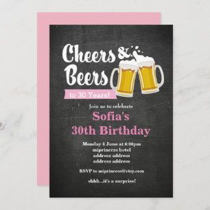 Invitación ¡Invitación de cumpleaños a las cervezas, vítores 