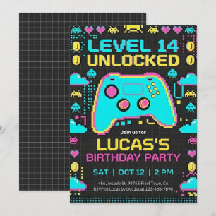 Invitación =Invitación de cumpleaños de videojuegos Fiesta de
