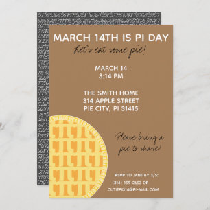Invitación ¡Invitación de fiesta de Pi Day con dígitos de Pi 