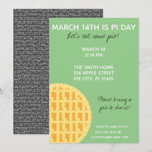 Invitación ¡Invitación de fiesta de Pi Day con dígitos de Pi