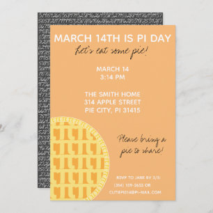 Invitación ¡Invitación de fiesta de Pi Day con dígitos de Pi