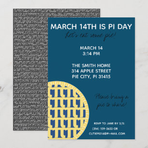 Invitación ¡Invitación de fiesta de Pi Day con dígitos de Pi 