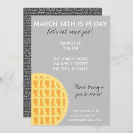 Invitación ¡Invitación de fiesta de Pi Day con dígitos de Pi 