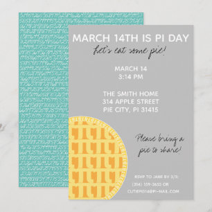 Invitación ¡Invitación de fiesta de Pi Day con dígitos de Pi 