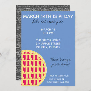 Invitación ¡Invitación de fiesta de Pi Day con dígitos de Pi