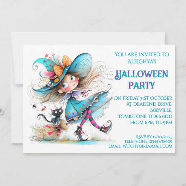 Invitación *Invitación de la fiesta de Brujas de Halloween (Anverso)