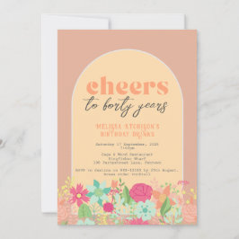 Invitación Invitación, florales sobre rosa polvoriento rosa (