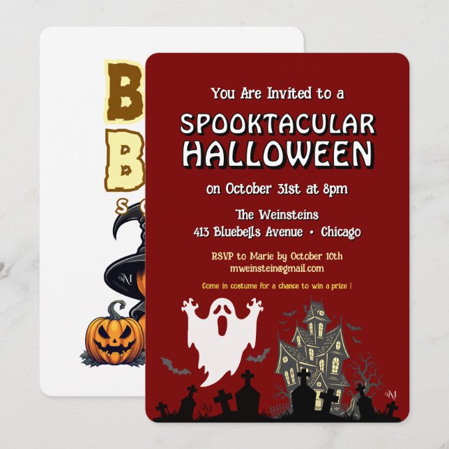 Invitación Invitación: HALLOWEEN Espeluznante #4 (Anverso / Reverso)