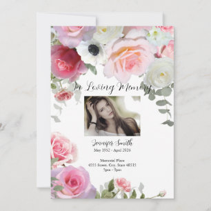 Invitación Invitación/invitación funeraria de rosas rosadas