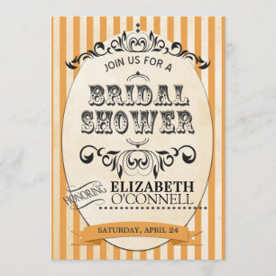 Invitación Invitación-naranja nupcial rayado de la ducha del