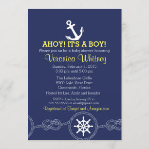 Invitación ¡Invitación náutica de Baby Shower, Ahoy!