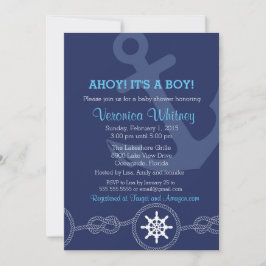 Invitación ¡Invitación náutica de Baby Shower, Ahoy! ¡Su un