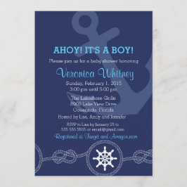 Invitación ¡Invitación náutica de Baby Shower, Ahoy! ¡Su un