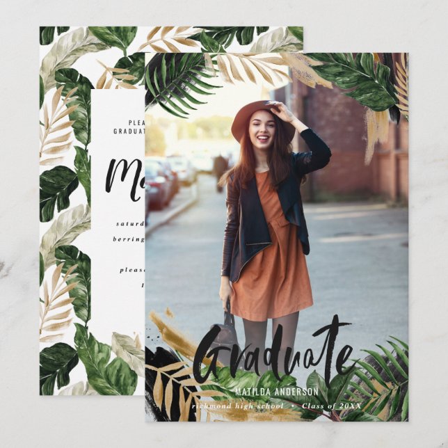 Invitación/invitación para graduación de foto trop (Anverso / Reverso)