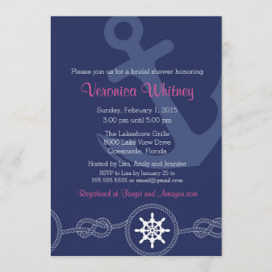 Invitación Invitación, rosa y marina de guerra nupciales