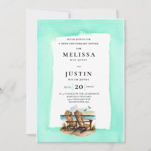 Invitación InvitaciónAniversario de bodas simplista playa cha