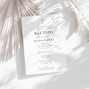 Invitación Invitacione formal moderno de Bautizo Niño Niña