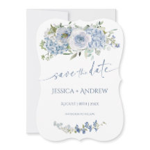InvitaciónElegante Boda Floral Azul Guarden la Fec
