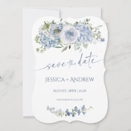 Invitación InvitaciónElegante Boda Floral Azul Guarden la Fec