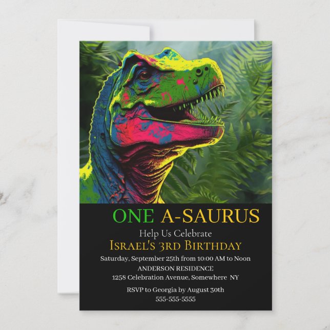 Invitación ¡Invitaciones de cumpleaños de algunos dinosaurios (Anverso)