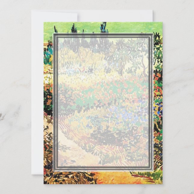 Invitación Invitaciones. Jardín florido con camino (Anverso)