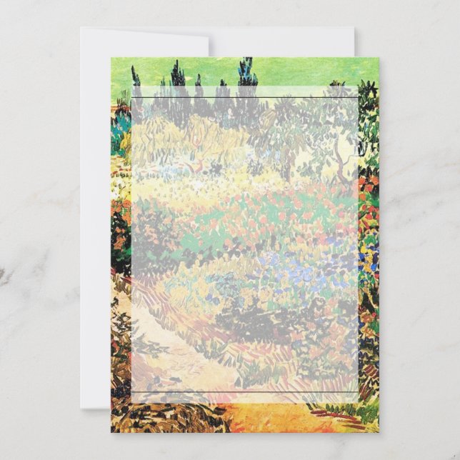 Invitación Invitaciones. Jardín florido con camino (Anverso)