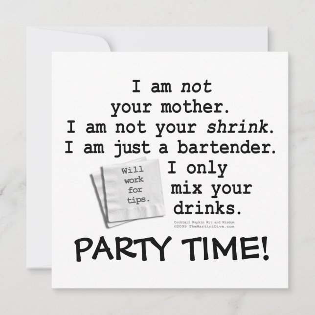 Invitación, Invitaciones - SOY UN BARTENDER (Anverso)