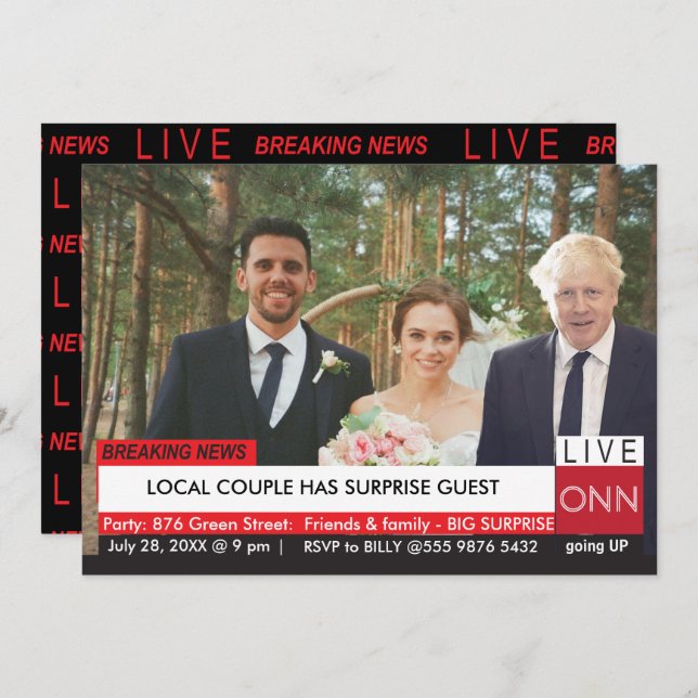 Invitación Invitado a la boda de Boris Johnson Noticias diver (Anverso / Reverso)