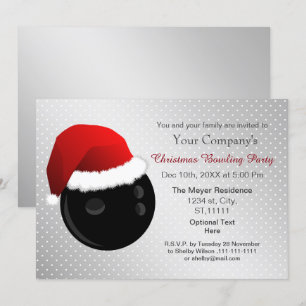 Invitación invitado fiesta de boliche de vacaciones de Silver