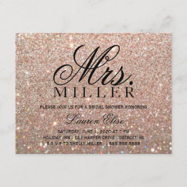 Invitación Invitado - Rosa Fab Gold Glit Sra. Bridal Shower 2