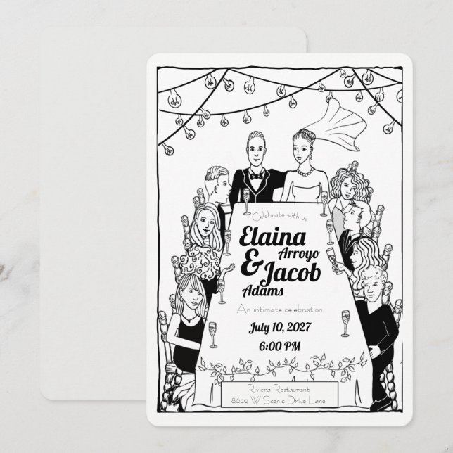 Invitación Invitados de Boda Ilustrados (Anverso / Reverso)