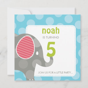 Invitación INVITADOS DEL PARTIDO DE CUMPLEAÑOS :: elefante + 