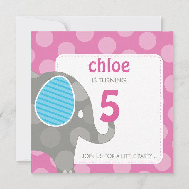 Invitación INVITADOS DEL PARTIDO DE CUMPLEAÑOS :: elefante +  (Anverso)