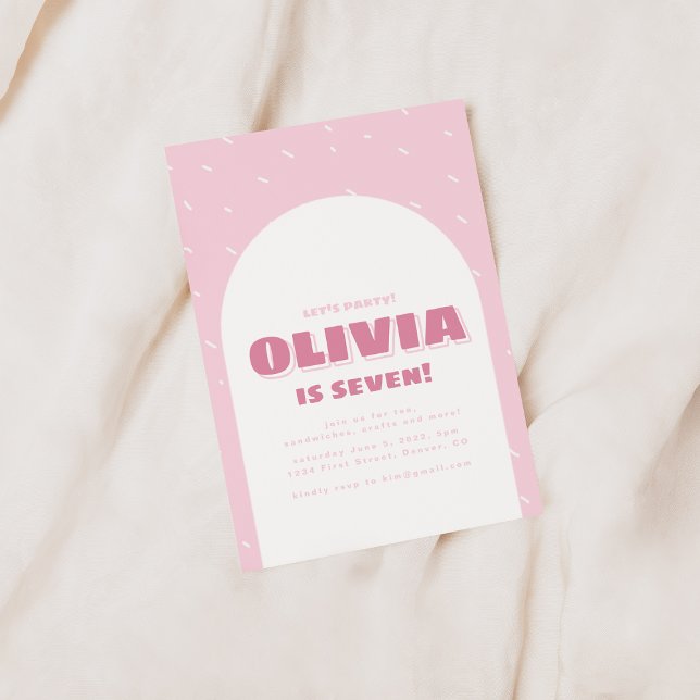 Invitación Invitamos a Fiesta Confetti rosado por cumpleaños (Subido por el creador)